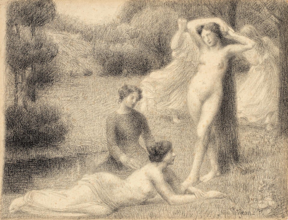 HIPPOLYTE PETITJEAN (1854-1929) Femmes dans un paysage (Executed in 1895) (1 of 2)