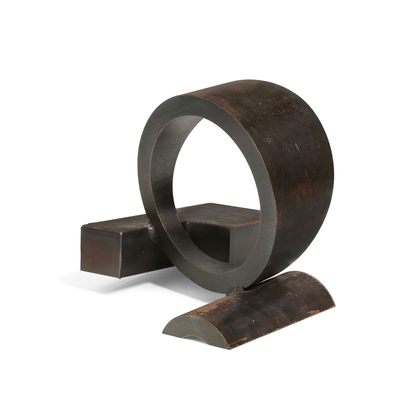 BRIAN WALL (BORN 1931) One Roll1996patinated welded steelheight 9 1/4in (23.5cm); width 12 1/4in...: BRIAN WALL (BORN 1931) One Roll 1996 patinated welded steel height 9 1/4in (23.5cm); width 12 1/4in (31.1cm); depth 10 3/4in (27.3cm) Footnotes: Provenance Flowers Gallery, London