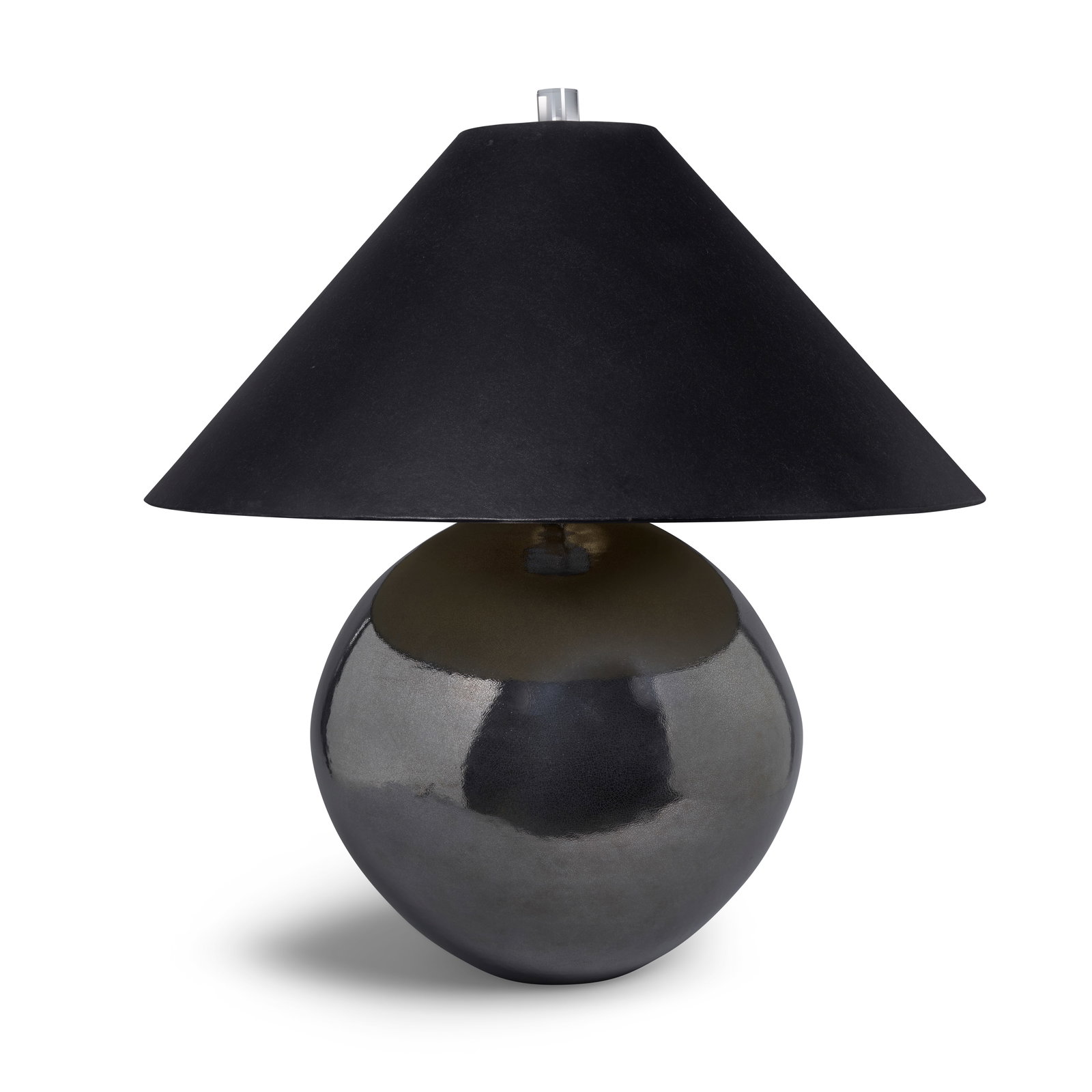 KARL SPRINGER (1931-1991) Ball Lamp1980slucite, metallic-glazed ceramicheight 32 1/2in (82.5cm);...: KARL SPRINGER (1931-1991) Ball Lamp 1980s lucite, metallic-glazed ceramic height 32 1/2in (82.5cm); diameter 17in (43.1cm)