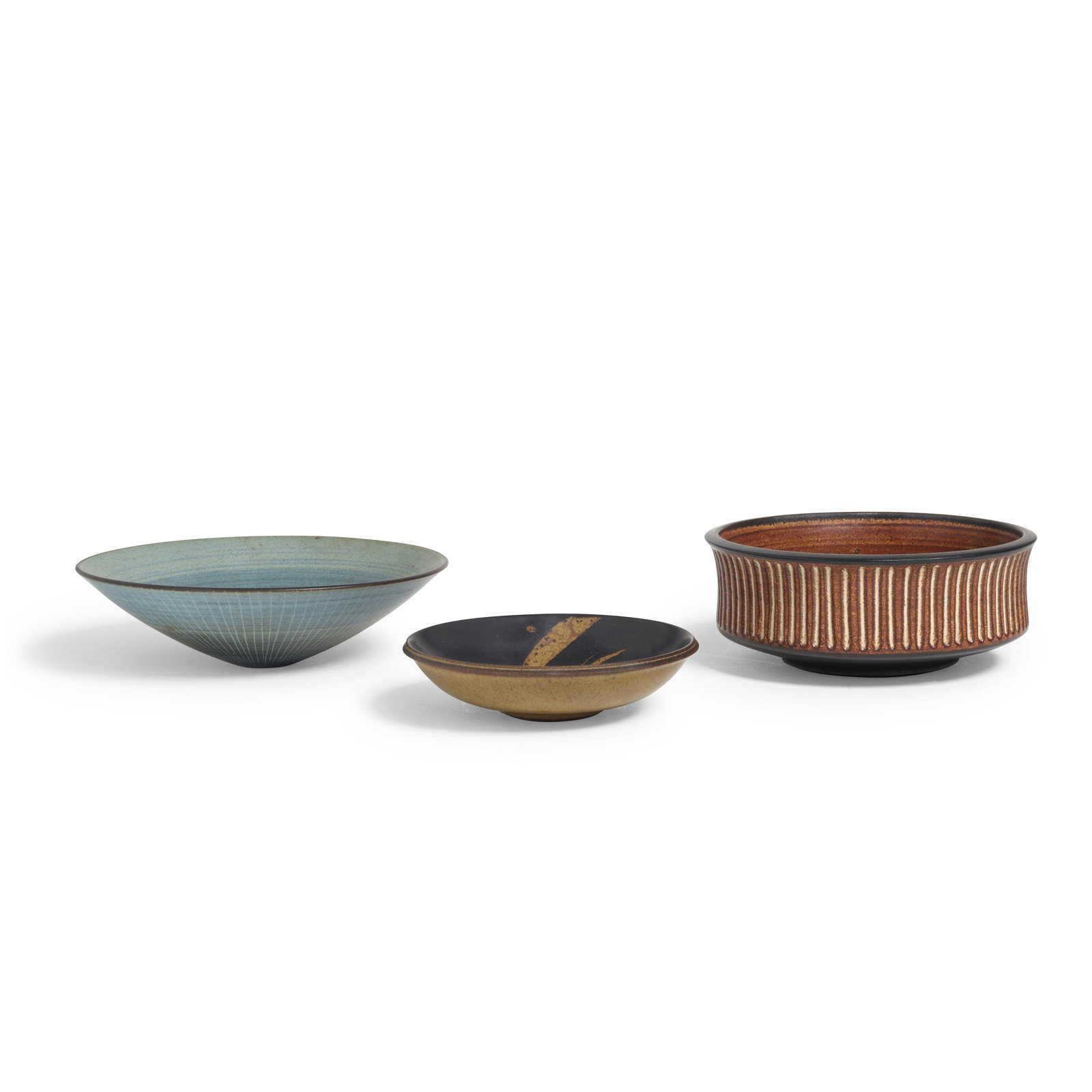 HARRISON MCINTOSH (1914-2016) Blue Striped Bowl, Spiral Bowl and White Striped Brown Bowl with B... (1 of 7)