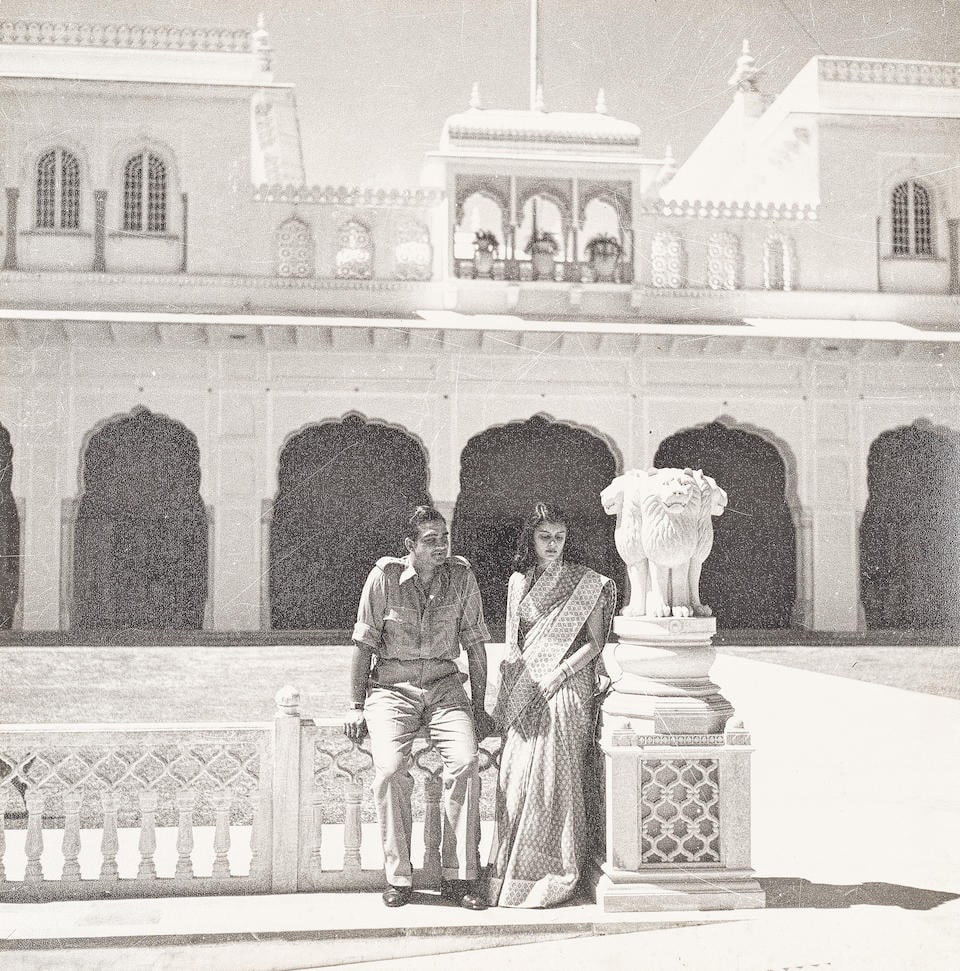 Cecil Beaton (British, 1904-1980); Sawai Man Singh II, Maharaja of Jaipur and Maharani Gayatri D...: Cecil Beaton (British, 1904-1980) Sawai Man Singh II, Maharaja of Jaipur and Maharani Gayatri Devi, Rajmata of Jaipur, circa 1944 Two portraits of the couple, gelatin silver print, possibly printed la