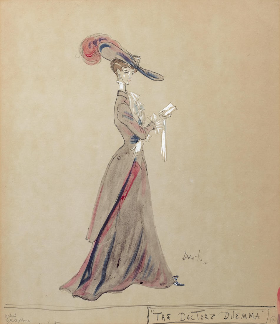 Cecil Beaton (British, 1904-1980) The Doctor's Dilemma costume design: Cecil Beaton (British, 1904-1980) The Doctor's Dilemma costume design Signed 'Beaton' (lower right) and further inscribed 'THE DOCTOR'S DILEMMA' Felt-tip, ink wash and gouache 61.5 x 52cm (24 3/16 x 2