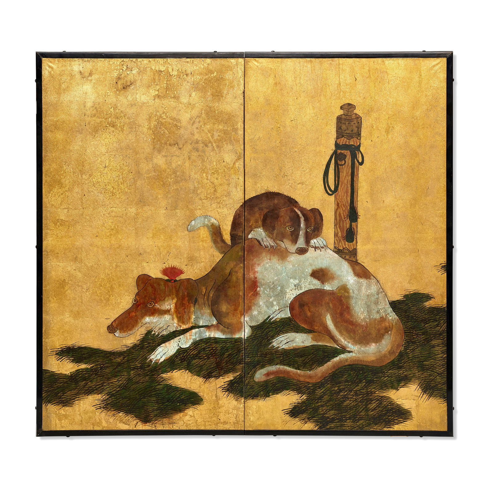 ANONYMOUS (JAPANESE, EDO PERIOD, 18TH CENTURY) A Two-Panel Folding Screen of a European Hound an... (1 of 1)