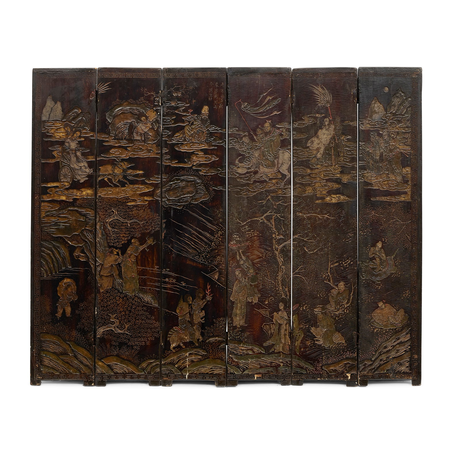 A CHINESE EIGHT-PANEL 'IMMORTALS' TABLETOP COROMANDEL SCREEN Late Qing Dynasty/Republic Period (1 of 1)
