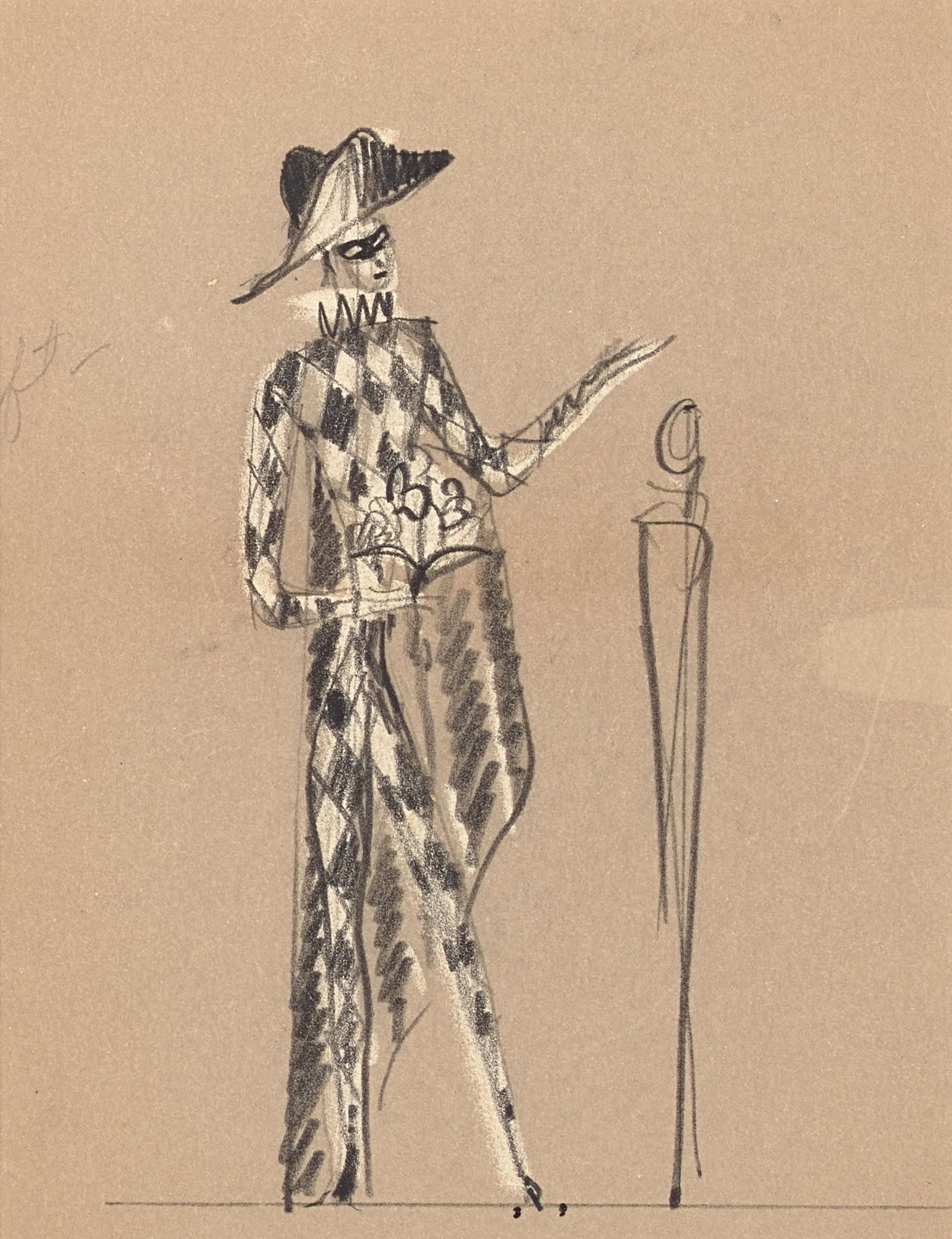 TONY DUQUETTE (1914-1999) Two Sketches of Harlequin Figuresink on paper, pencil and pastel on pa... (1 of 4)
