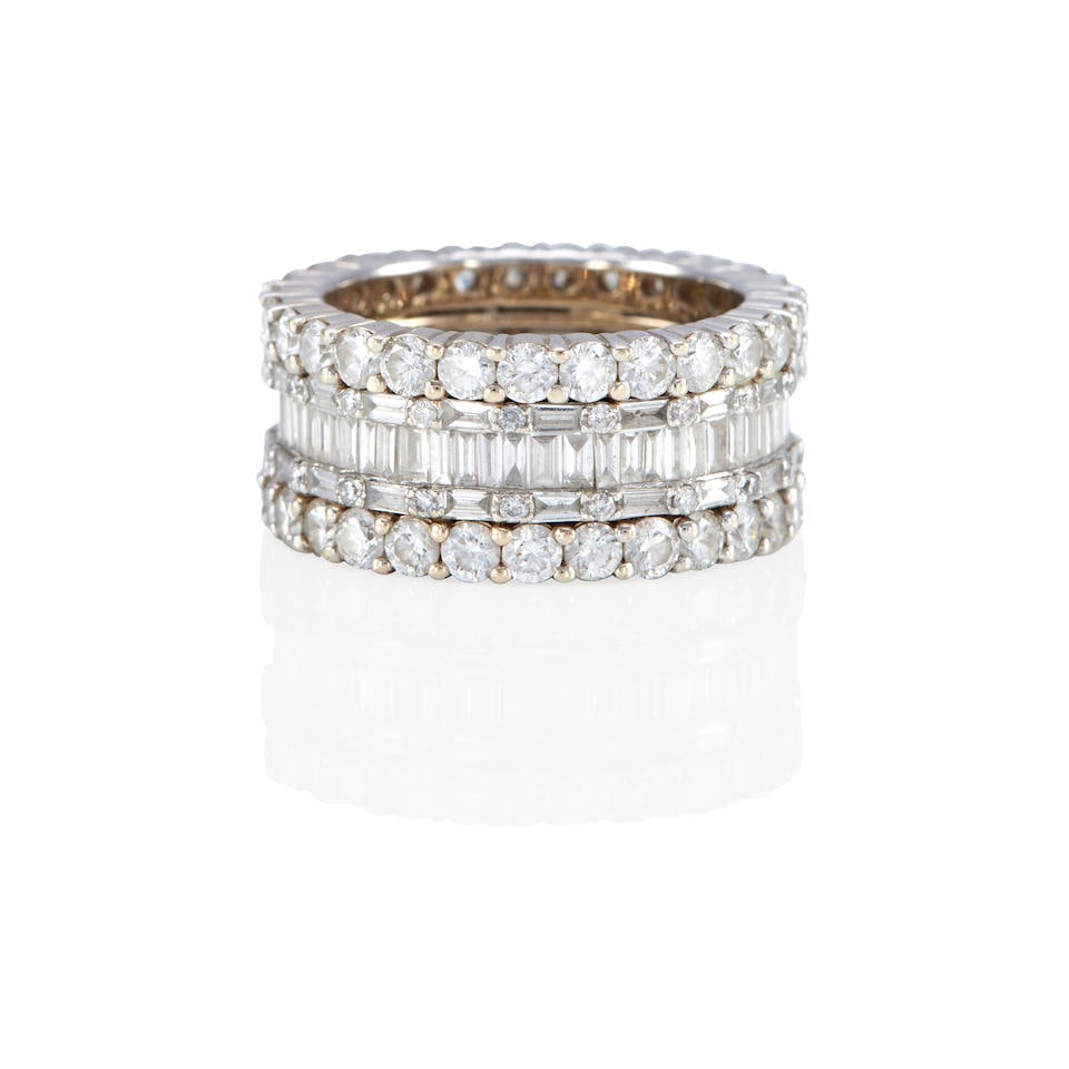 18K GOLD AND DIAMOND WIDE ETERNITY BAND RING (1 of 2)