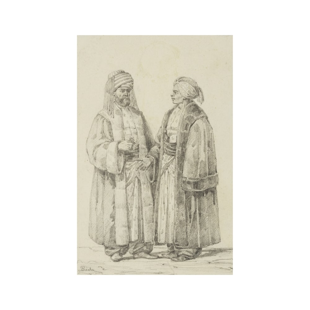 Alexandre Bida (Toulouse 1813-1895 Buhl) Deux orientaux: le Gouverneur de Médine et le Scherif: Alexandre Bida (Toulouse 1813-1895 Buhl) Deux orientaux: le Gouverneur de Médine et le Scherif de La Mecke signé 'Bida' (en bas à gauche); inscrit 'Gouverneur/ de Médine' 'Scherif