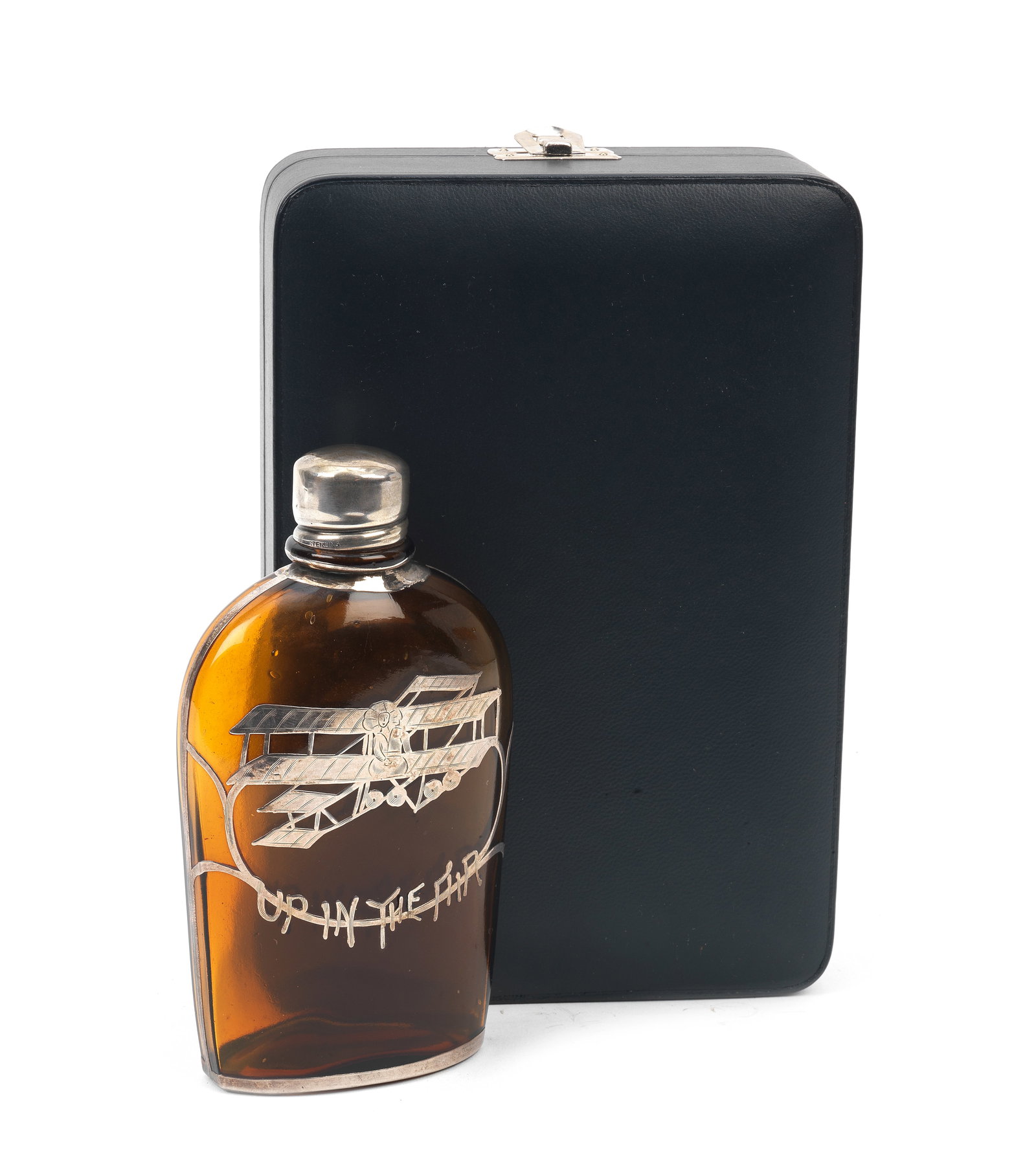 An 'Up In The Air' aviation themed spirit flask, American, circa 1910,  ((2)) (1 of 1)