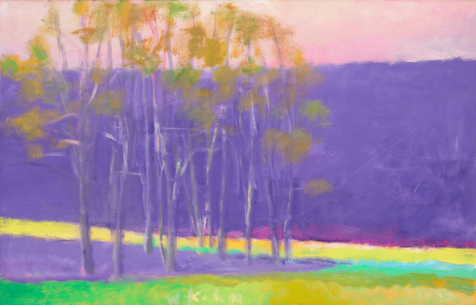 Wolf Kahn (1927-2020) Over-all Violet 22 x 34 in. (55.9 x 86.4 cm.) (Painted in 1999.): Wolf Kahn (1927-2020) Over-all Violet signed 'W Kahn' (lower center) and inscribed with artist's inventory number '#1999 / 51' and inscribed with title (on the stretcher) and inscribed with artist's i