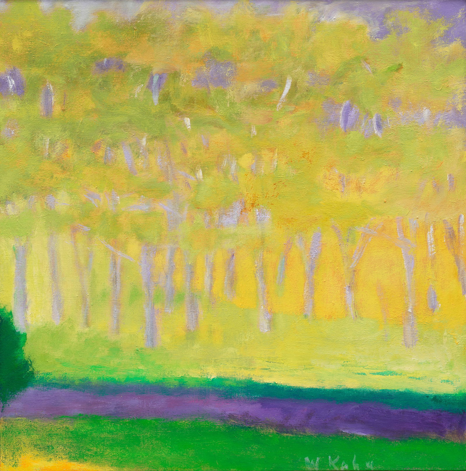 Wolf Kahn (1927-2020) Dark Band 20 x 20 in. (50.8 x 50.8 cm.) (Painted in 1999.): Wolf Kahn (1927-2020) Dark Band signed 'W Kahn' (lower right) and inscribed with artist's inventory number '#1999 / 50' and inscribed with title (on the stretcher) and inscribed with artist's inventor