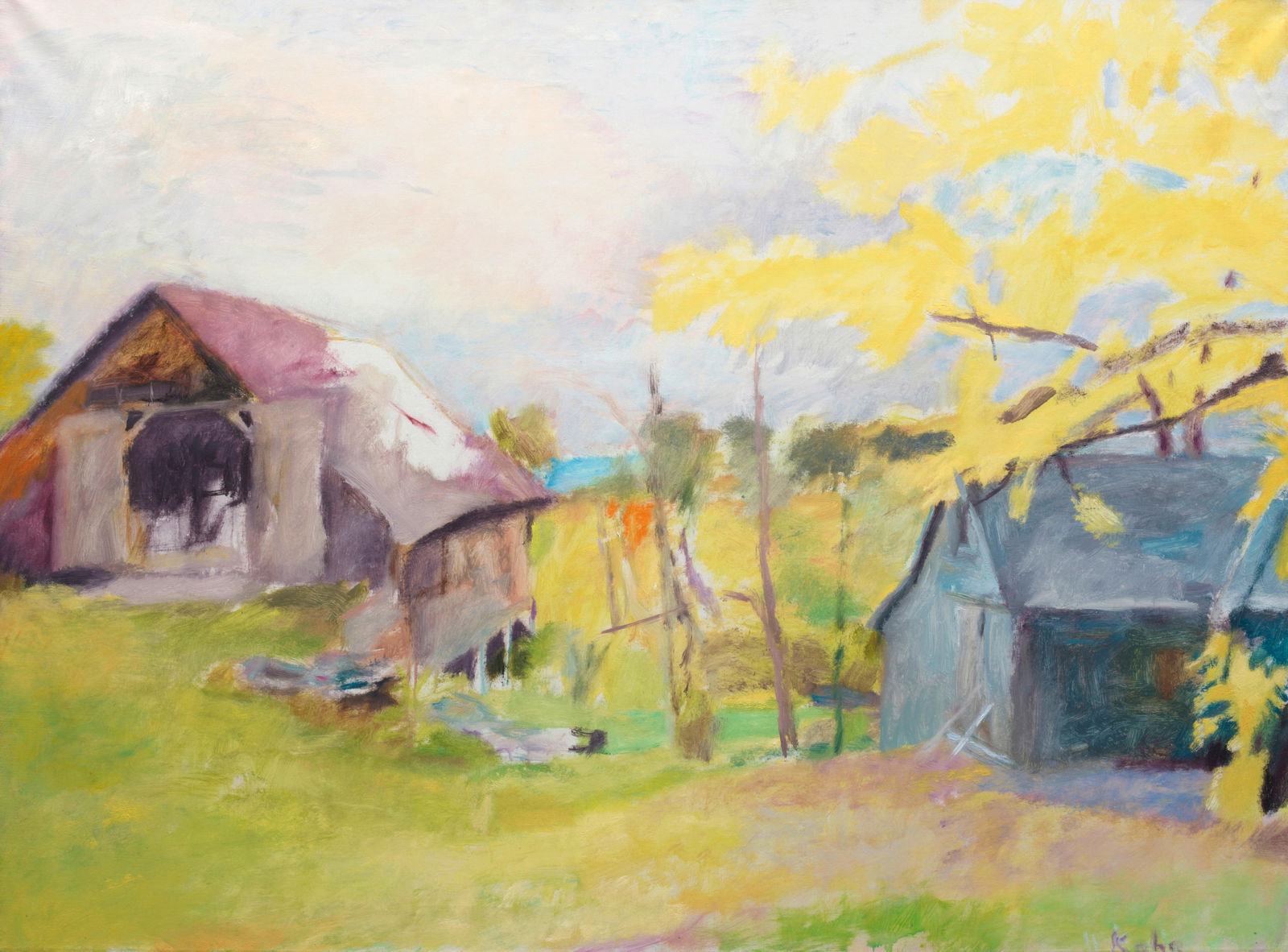 Wolf Kahn (1927-2020) View Toward New Hampshire 40 1/4 x 54 in. (102.2 x 137.2 cm.) (Painted in ...: Wolf Kahn (1927-2020) View Toward New Hampshire signed 'W Kahn' (lower right) and inscribed with title (on the stretcher) and inscribed with artist's inventory number '#4 1976' (on the reverse) oil on