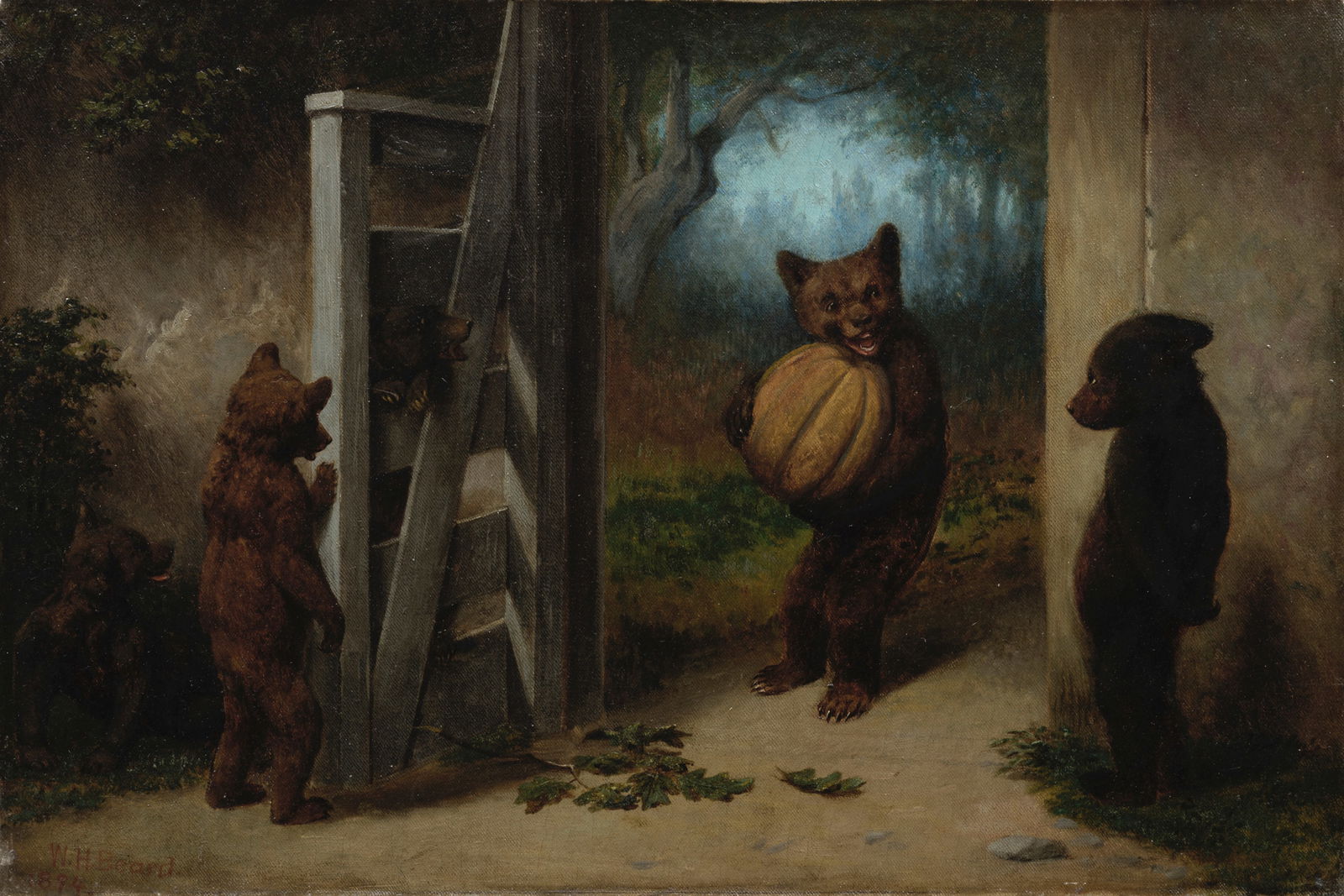 William Holbrook Beard (1824-1900) 'Gwine to Eat it All Myself 16 1/4 x 24 1/8 in. (41.3 x 61.3 ...: William Holbrook Beard (1824-1900) 'Gwine to Eat it All Myself signed and dated 'W.H. Beard. / 1894.' (lower left) oil on canvas 16 1/4 x 24 1/8 in. (41.3 x 61.3 cm.) Painted in 1894. Footnotes: Prove