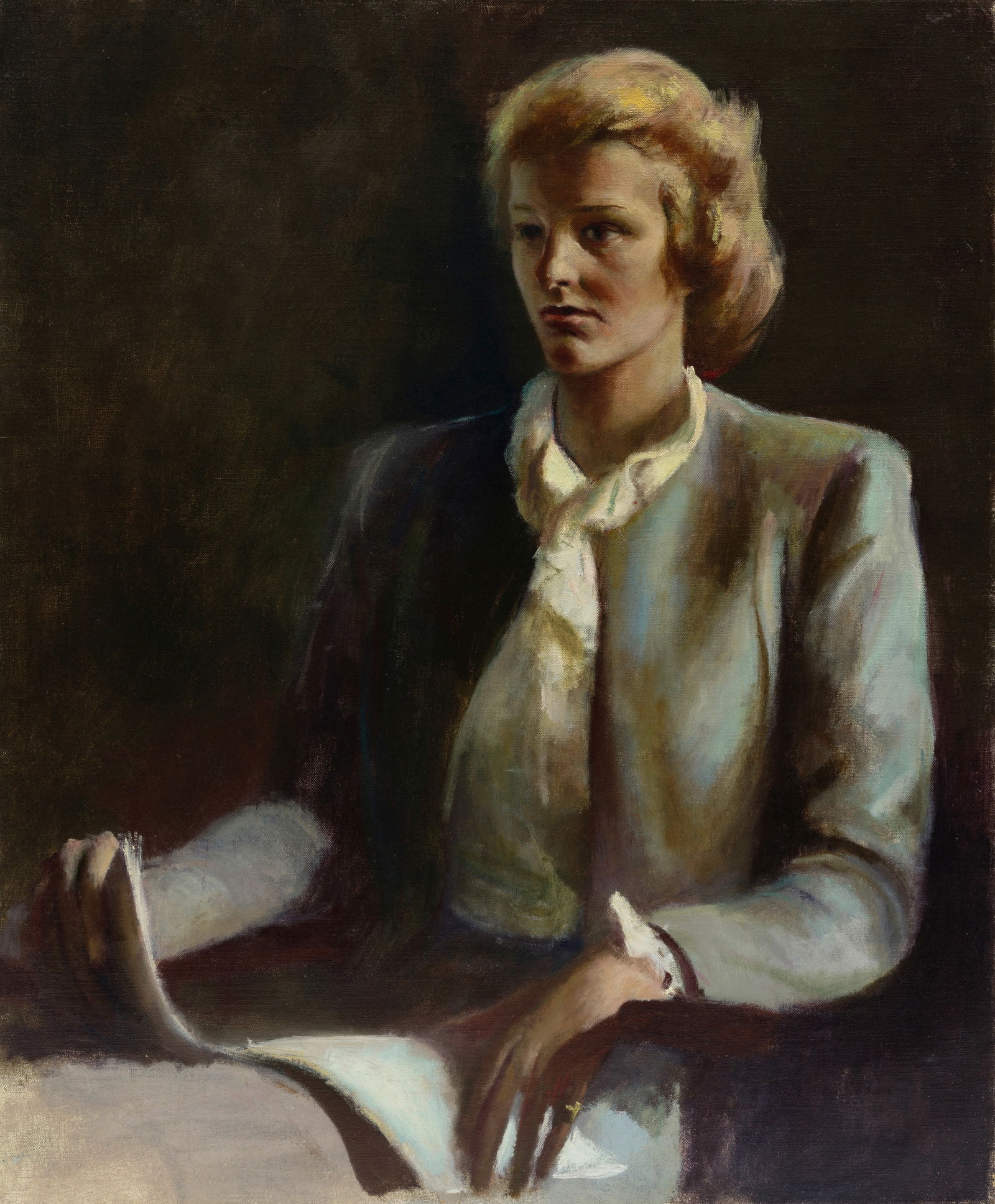 Guy Pène Du Bois (1884-1958) Girl in Gray Suit 30 1/4 x 25 in. (76.5 x 63.5 cm.): Guy Pène Du Bois (1884-1958) Girl in Gray Suit oil on canvas 30 1/4 x 25 in. (76.5 x 63.5 cm.) Footnotes: Provenance Estate of the artist. [With] James Graham & Sons, New York. Sale, Shannon'