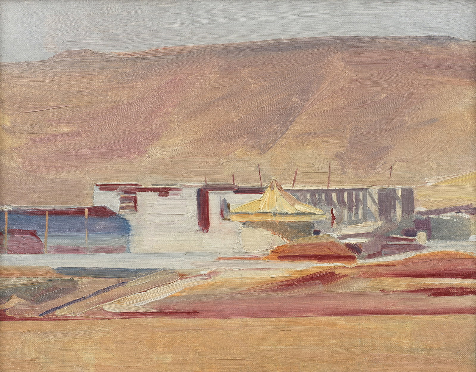 David Bomberg (British, 1890-1957) Irrigation, Zionist Development, Palestine 31.2 x 40 cm. (12 ...: David Bomberg (British, 1890-1957) Irrigation, Zionist Development, Palestine oil on canvasboard 31.2 x 40 cm. (12 1/4 x 15 3/4 in.) Painted in 1923 Footnotes: Provenance With Marlborough Fine Art, Lo