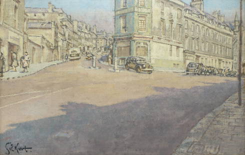 Walter Richard Sickert A.R.A. (British, 1860-1942) Lansdowne Road, Bath 57.4 x 87.8 cm. (22 5/8 ...: Walter Richard Sickert A.R.A. (British, 1860-1942) Lansdowne Road, Bath signed 'Sickert.' (lower left) oil on canvas 57.4 x 87.8 cm. (22 5/8 x 34 1/2 in.) Painted in 1940-41 Footnotes: Provenance