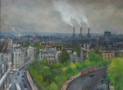 Christopher Richard Wynne Nevinson A.R.A. (British, 1889-1946) London Triumphant in the Fourth Y...: Christopher Richard Wynne Nevinson A.R.A. (British, 1889-1946) London Triumphant in the Fourth Year of the War: From the Dorchester Roof, Looking South-West signed twice 'C.R.W. NEVINSON/C.R.W. NEVINS