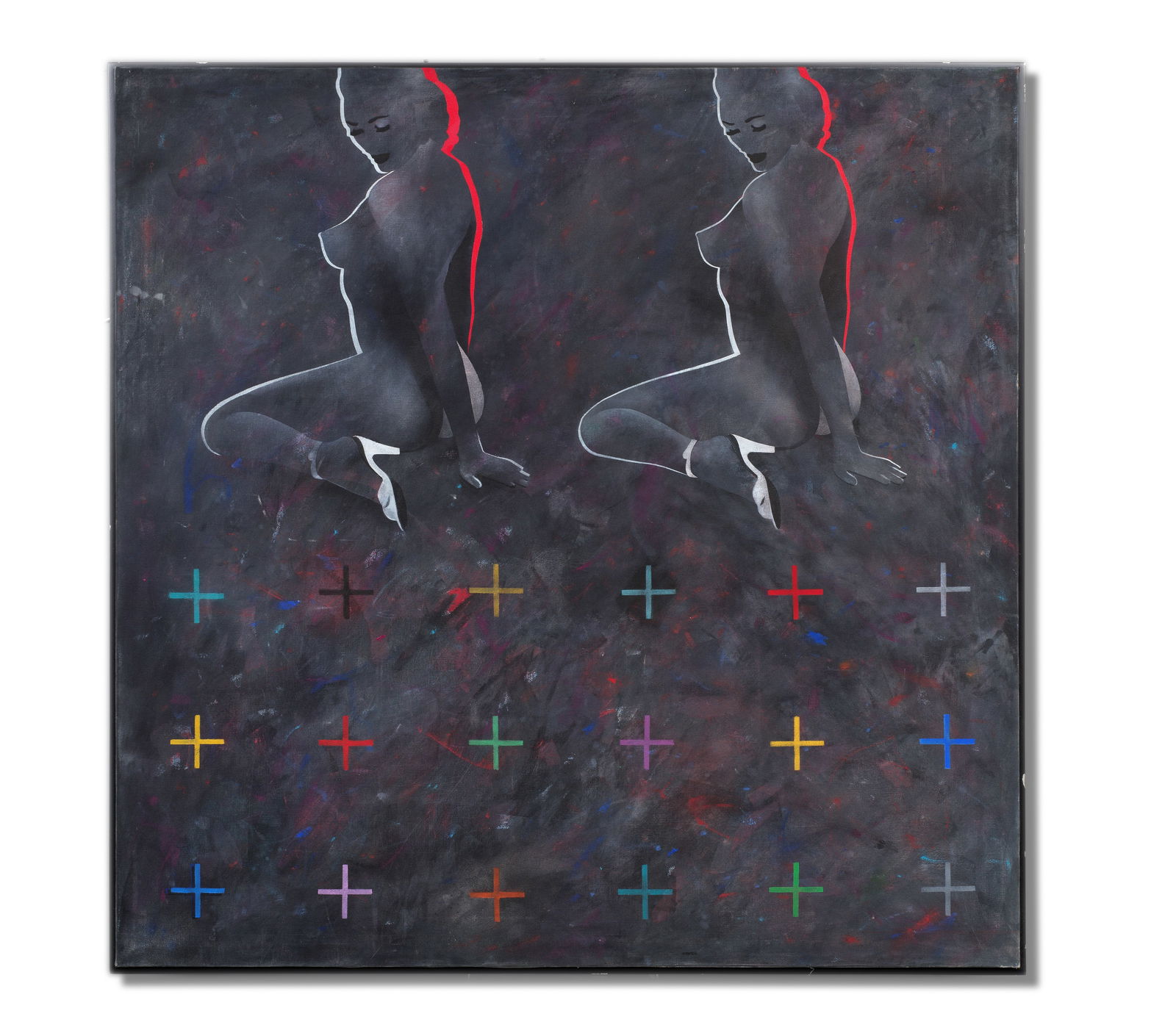 Antony Donaldson (British, born 1939) Doesn't Look Like Me At All 120.7 x 120.7 cm. (47 1/2 x 47...: Antony Donaldson (British, born 1939) Doesn't Look Like Me At All signed, inscribed and dated 'Antony Donaldson It does not look like me at all 2015' (on the stretcher) acrylic on canvas 120.7 x 120.7