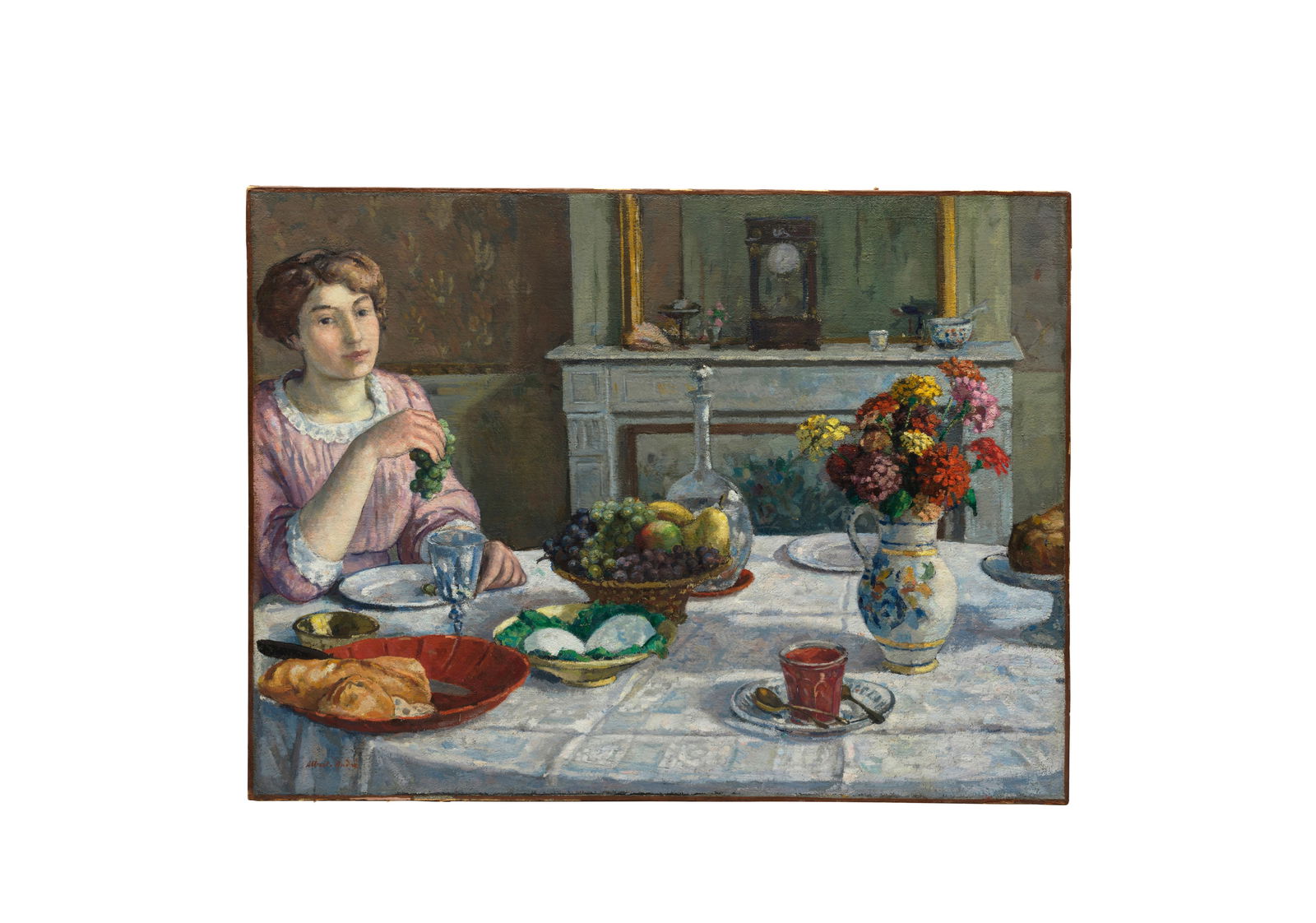ALBERT ANDRÉ (1869-1954) Femme mangeant des raisins 29 3/8 x 39 3/8 in (74.6 x 100 cm) (Pai...: ALBERT ANDRÉ (1869-1954) Femme mangeant des raisins signed 'Albert. André' (lower left) oil on canvas 29 3/8 x 39 3/8 in (74.6 x 100 cm) Painted circa 1910 Footnotes: This work will