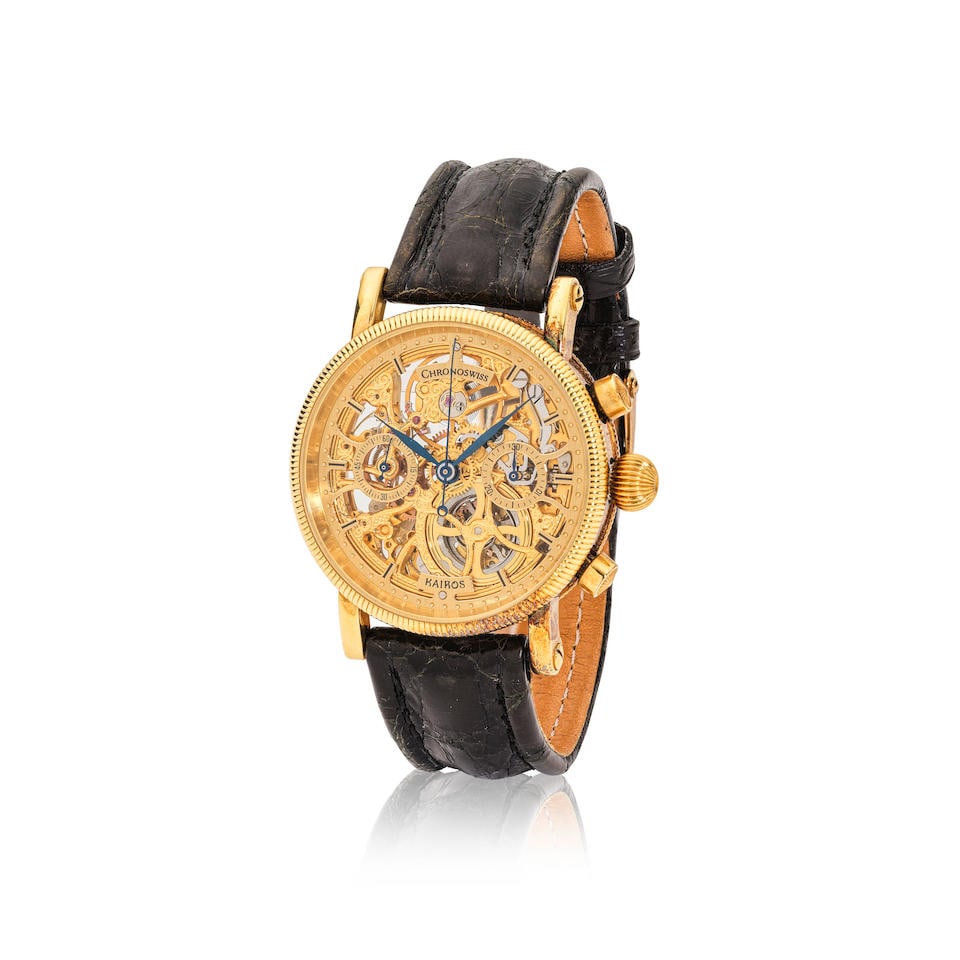 Chronoswiss. A limited edition 18K gold manual wind skeletonised chronograph wristwatch Chronosw... (1 of 3)