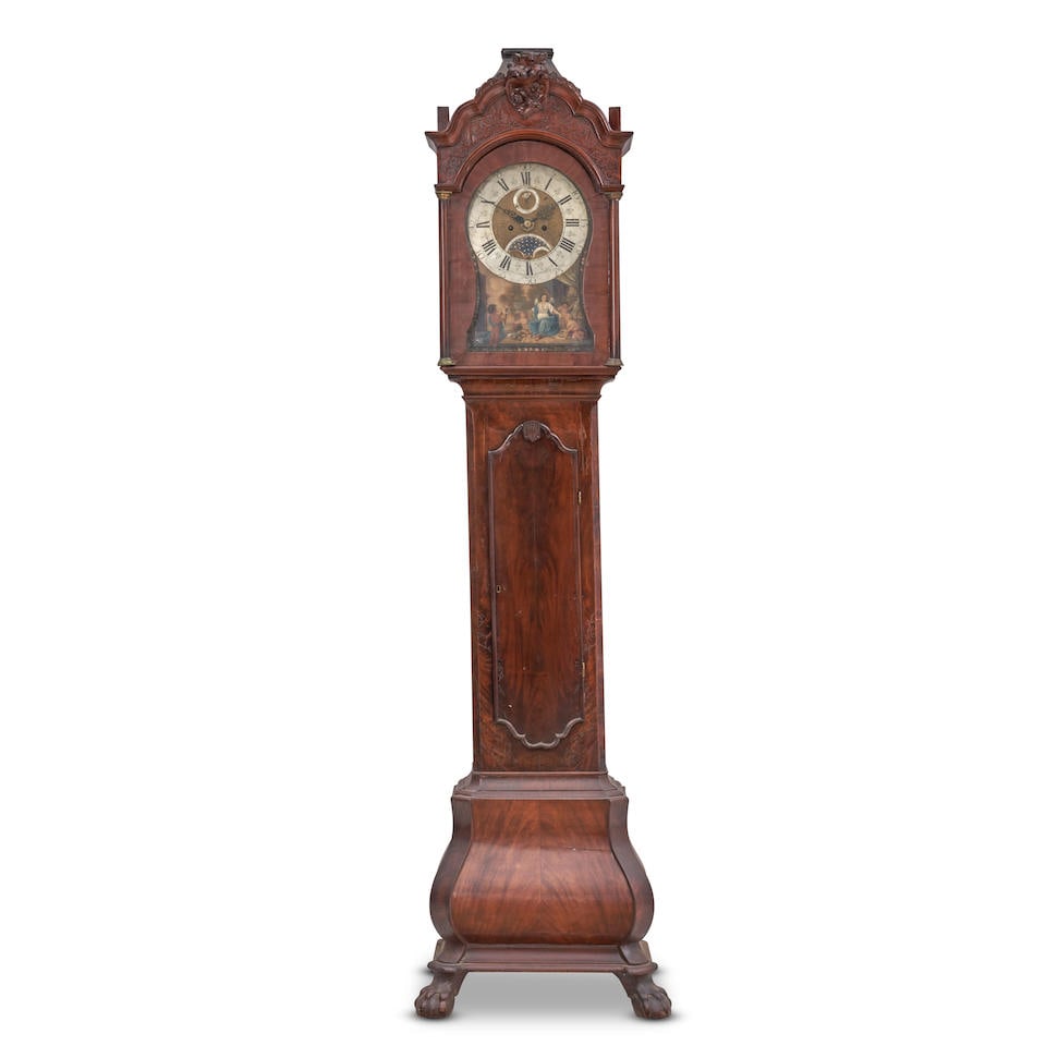 DUTCH ROCOCO MW SHOLTZ MAHOGANY TALL CASE CLOCK (1 of 2)