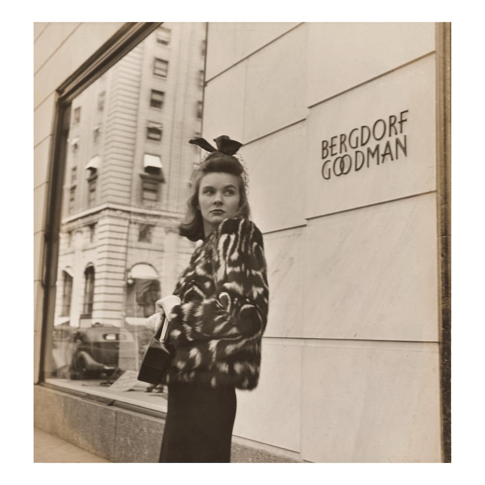 Louise Dahl-Wolfe (1895-1989); Bergdorf Goodman, New York City;: Louise Dahl-Wolfe (1895-1989) Bergdorf Goodman, New York City, c. 1950 Gelatin silver print; the photographer's '58 West 57th Street' credit stamp on the reverse. 10 3/4 x 10 3/8 in. (27.3 x 26.4 cm.)
