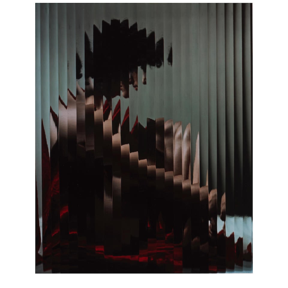 Erwin Blumenfeld (1897-1969); Lisette Behind Fluted Glass, New York (from 'Blumenfeld Color');: Erwin Blumenfeld (1897-1969) Lisette Behind Fluted Glass, New York (from 'Blumenfeld Color'), c. 1943 Dye-transfer print, printed 1984; the photographer's estate stamp, initialed by F.C. Gundlach, pub