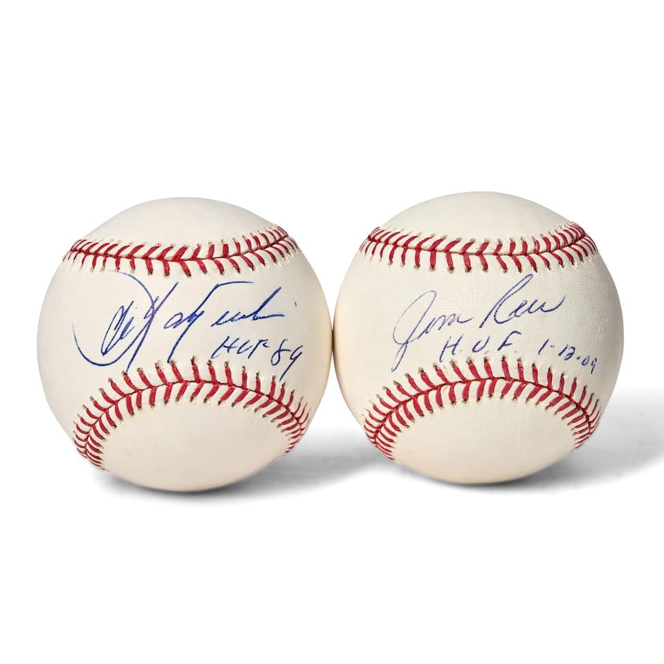 Jim Rice and Carl Yastrzemski Single Signed Baseballs: Jim Rice and Carl Yastrzemski Single Signed Baseballs official Major League (Selig), both signed on Sweet Spot, Rice Inscribed 'HOF 1-12-09' and Yaz's Inscribed 'HOF 89' Footnotes: Note Hall Of Famers