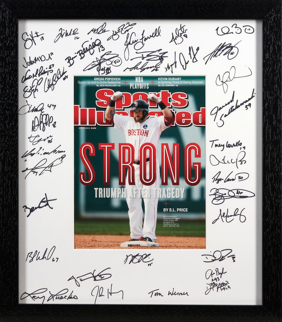 April 29, 2013 'Boston Strong' Sports Illustrated Cover And Red Sox Team Signed Matting (1 of 3)