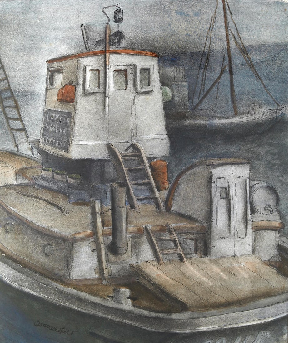 Otis Oldfield (American, 1890-1969) Fishing boat 14 x 12in (1 of 1)