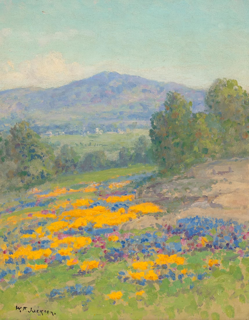 William Franklin Jackson (1850-1936) Poppies and Lupine in Bloom 10 x 8 in. framed 14 3/4 x 12 3... (1 of 4)