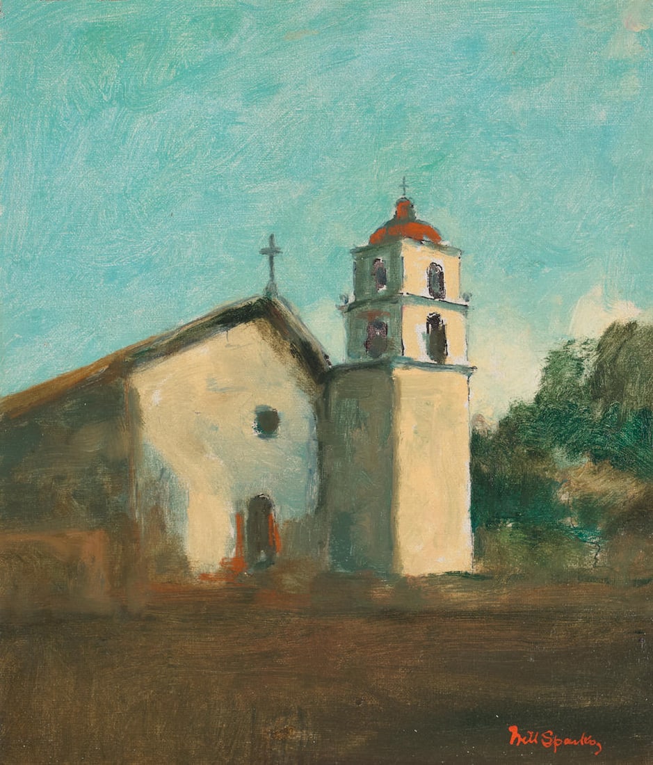 Will Sparks (American, 1862-1937) Mission San Buenaventura 14 x 12 in. framed 21 x 19 in. (1 of 2)