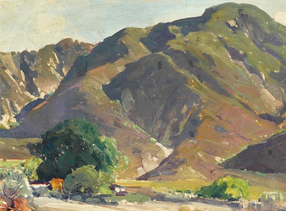 Frederick William Becker (1888-1974) Topanga Canyon, Little Tujunga Canyon, Balboa Boat Landing,...: Frederick William Becker (1888-1974) Topanga Canyon, Little Tujunga Canyon, Balboa Boat Landing, and Creek Landscape (a group of four) each signed 'FREDERICK W. BECKER' (lower left or lower right) fir