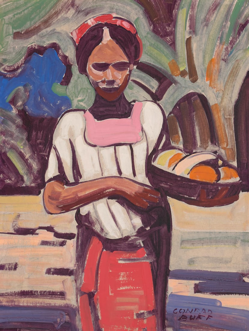 Conrad Buff (1886-1975) The Fruit Seller 15 x 11 1/2 in. framed 21 1/2 x 18 in. (1 of 2)