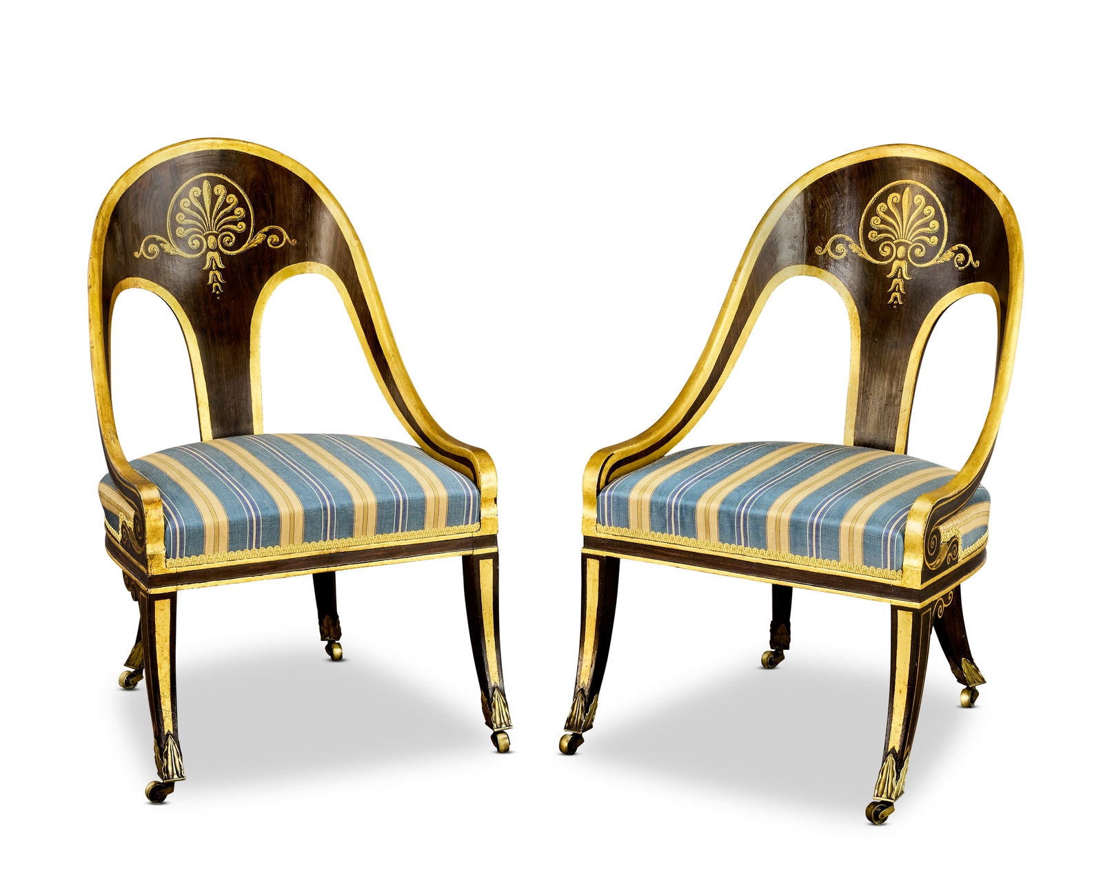 A pair of Regency simulated rosewood and parcel gilt 'klismos' chairs  (2) (1 of 1)
