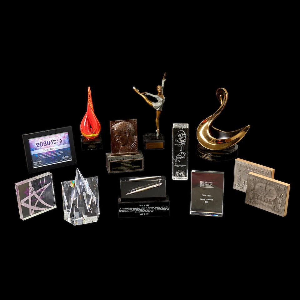 A Chita Rivera Group of Awards and Dedications: A Chita Rivera Group of Awards and Dedications Of various mediums, including: - Lifetime Spirit Award - Dancers Over 40 Legacy Award - Living Landmark Award - The American Express Tribute - The Willia