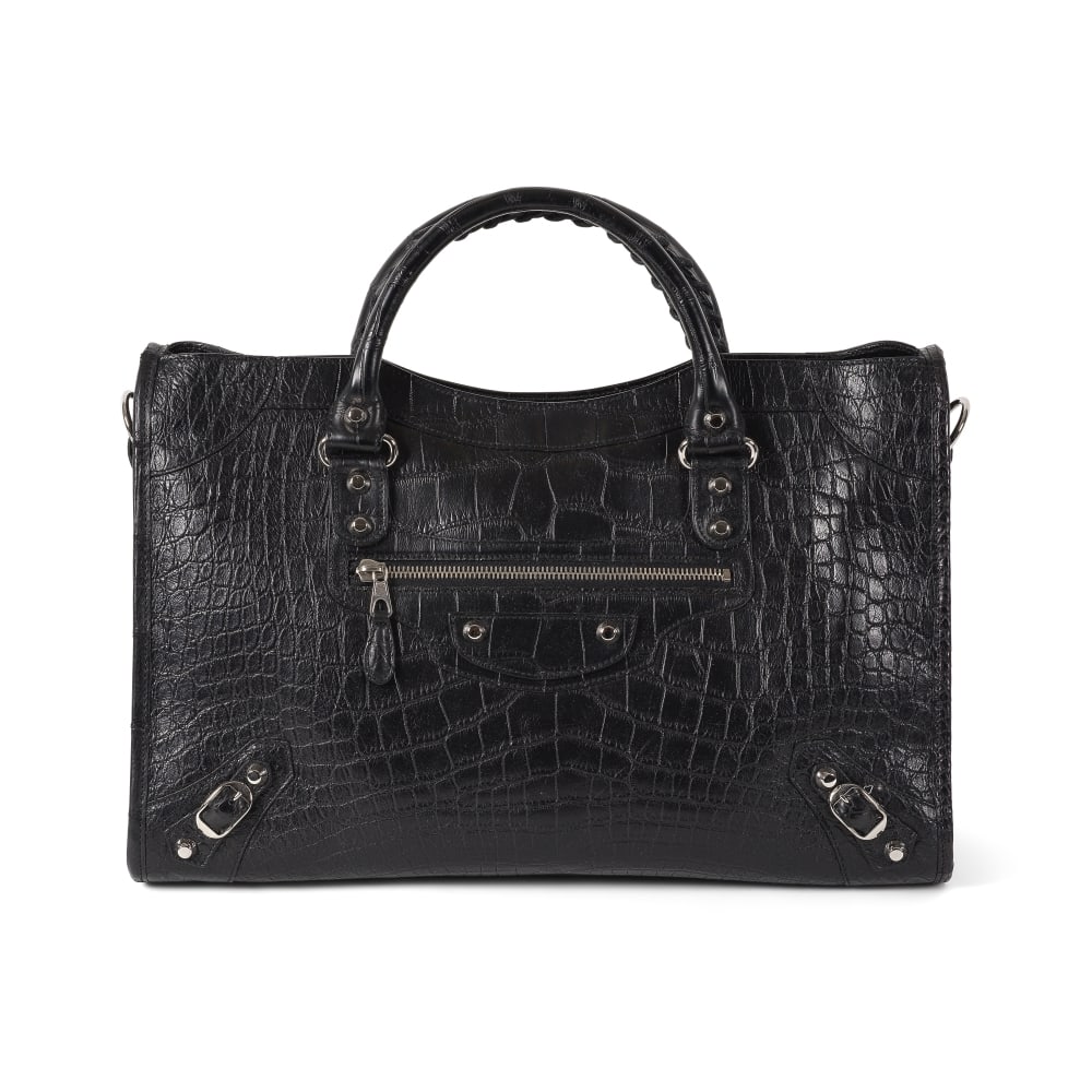 BALENCIAGA. Sac Papier A4 en Crocodile noir. Directeur artistique: Nicolas Ghesquière. (1 of 1)