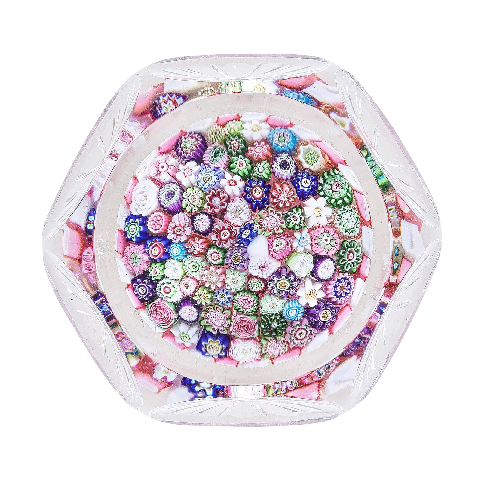 A Clichy faceted closepack millefiori mushroom paperweight, circa 1850 (1 of 1)