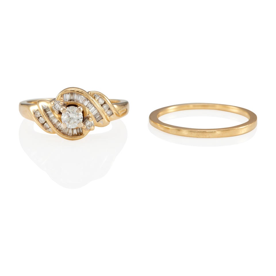 TWO 14K GOLD AND DIAMOND RINGS (1 of 3)