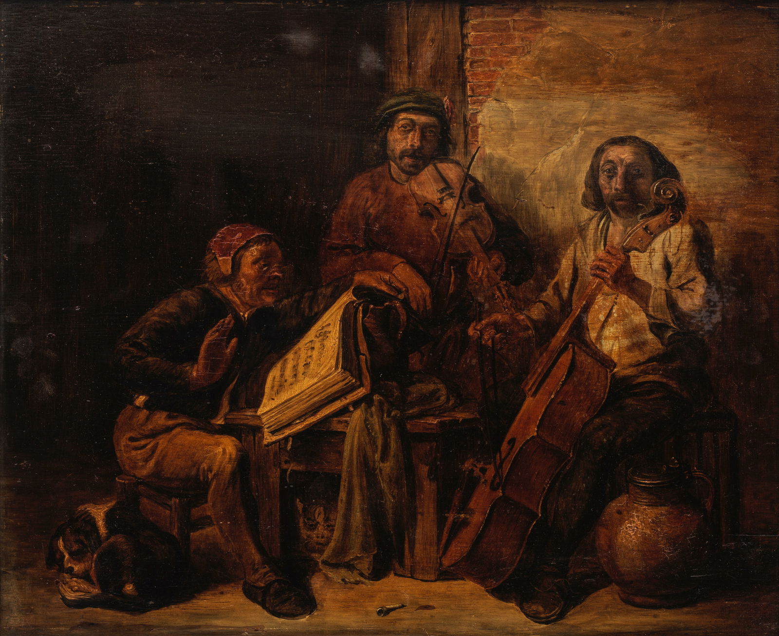 Cornelis Saftleven (Gorkum 1607-1681 Rotterdam) Musicians in an interior: Cornelis Saftleven (Gorkum 1607-1681 Rotterdam) Musicians in an interior remains of monogram (lower left) oil on panel 31.7 x 39.1cm (12 1/2 x 15 3/8in). Footnotes: Provenance Col