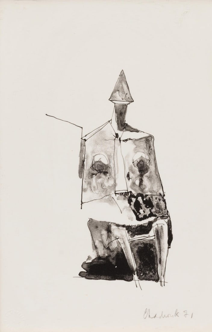 Lynn Chadwick (1914-2003); Sitting Girl;: Lynn Chadwick (1914-2003) Sitting Girl, 1971 Lithograph on wove paper, signed in pencil and dated, with the blindstamp of the publisher/printer Erke Presse, St. Gallen, Switzerland, the full sheet, fr