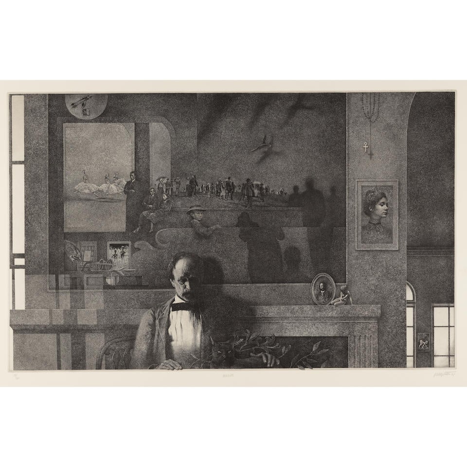 Peter Milton (born 1930); Daylilies; Mary's Turn, from Points of Departure I (2 works);: Peter Milton (born 1930) Daylilies; Mary's Turn, from Points of Departure I (2 works) (Milton 96; 116), 1975; 1994 Two etchings and engravings on Rives BFK paper, each signed in pencil, titled, dated