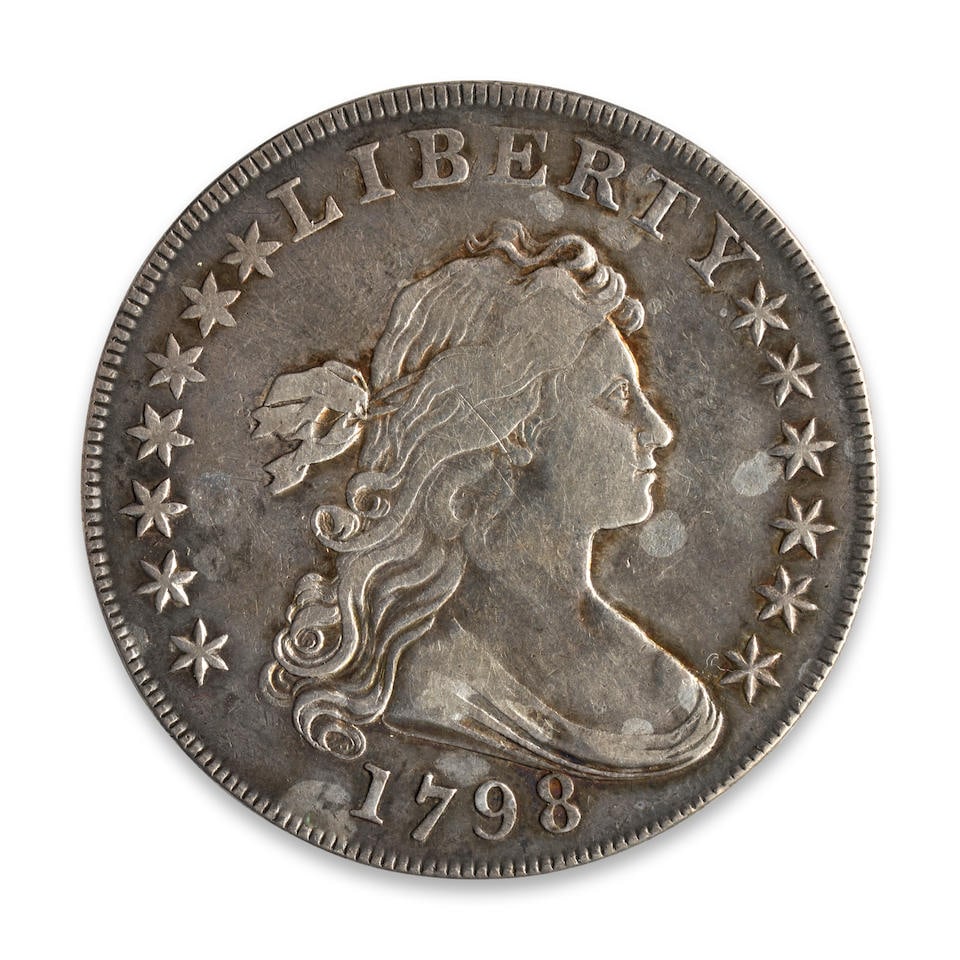 A 1798 DRAPED BUST DOLLAR. (1 of 2)