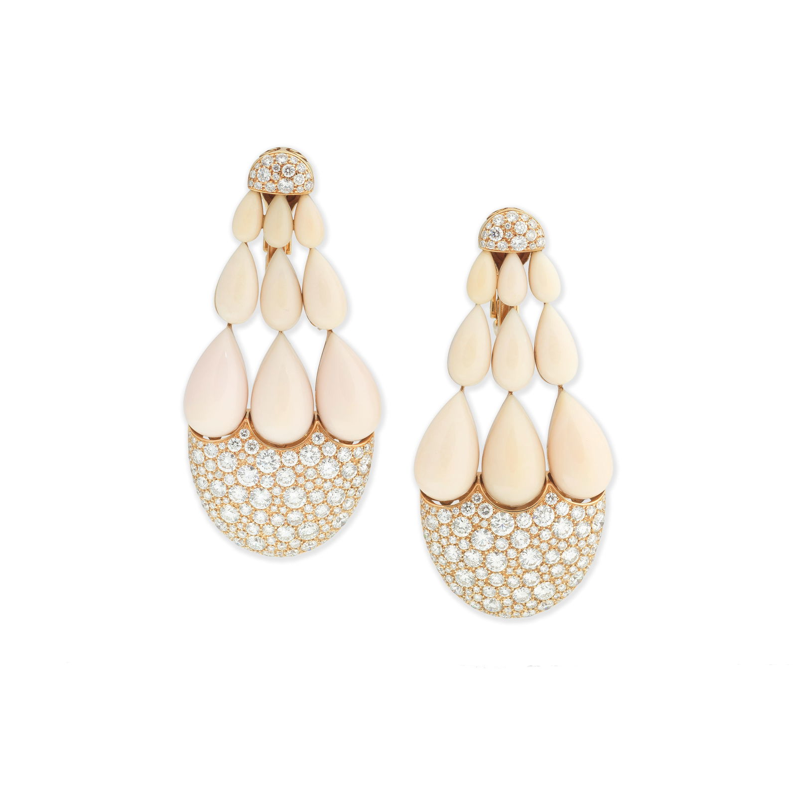 DE GRISOGONO: DIAMOND AND CORAL 'INDIA' PENDENT EARRINGS, CIRCA 2015 (1 of 1)