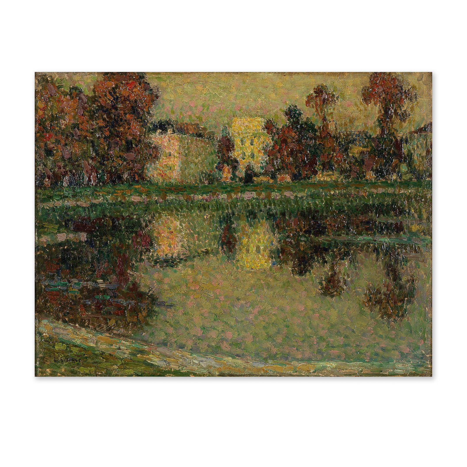 HENRI LE SIDANER (1862-1939) Le bassin de Neptune, Versailles: HENRI LE SIDANER (1862-1939) Le bassin de Neptune, Versailles signé 'L. Sidaner' (en bas à gauche) huile sur panneau Peint circa 1919 signed 'L. Sidaner' (lower left) oil on panel Pain
