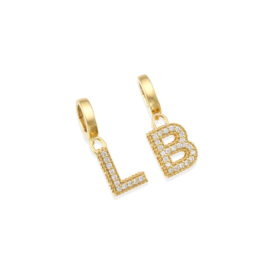 ROBERTO COIN: TWO 18K GOLD AND DIAMOND LETTER CHARMS (1 of 2)