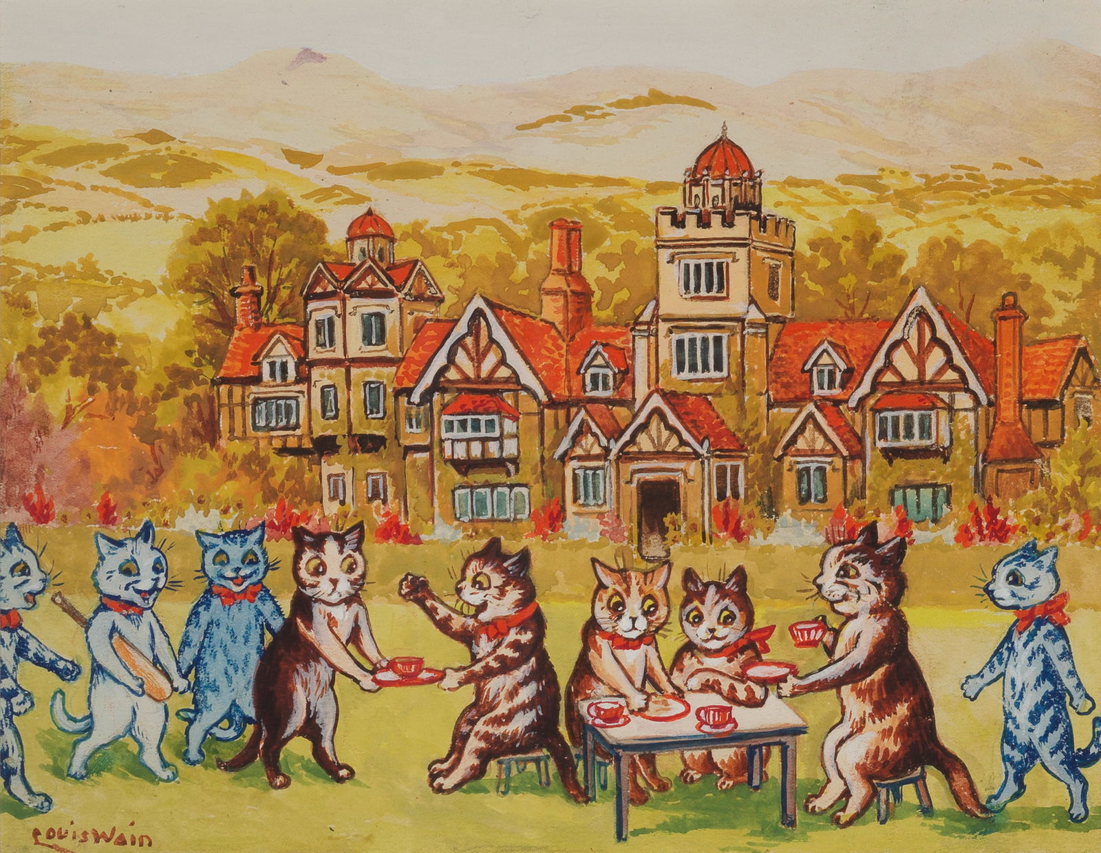 Louis William Wain (British, 1860-1939) The Tea Party (1 of 1)