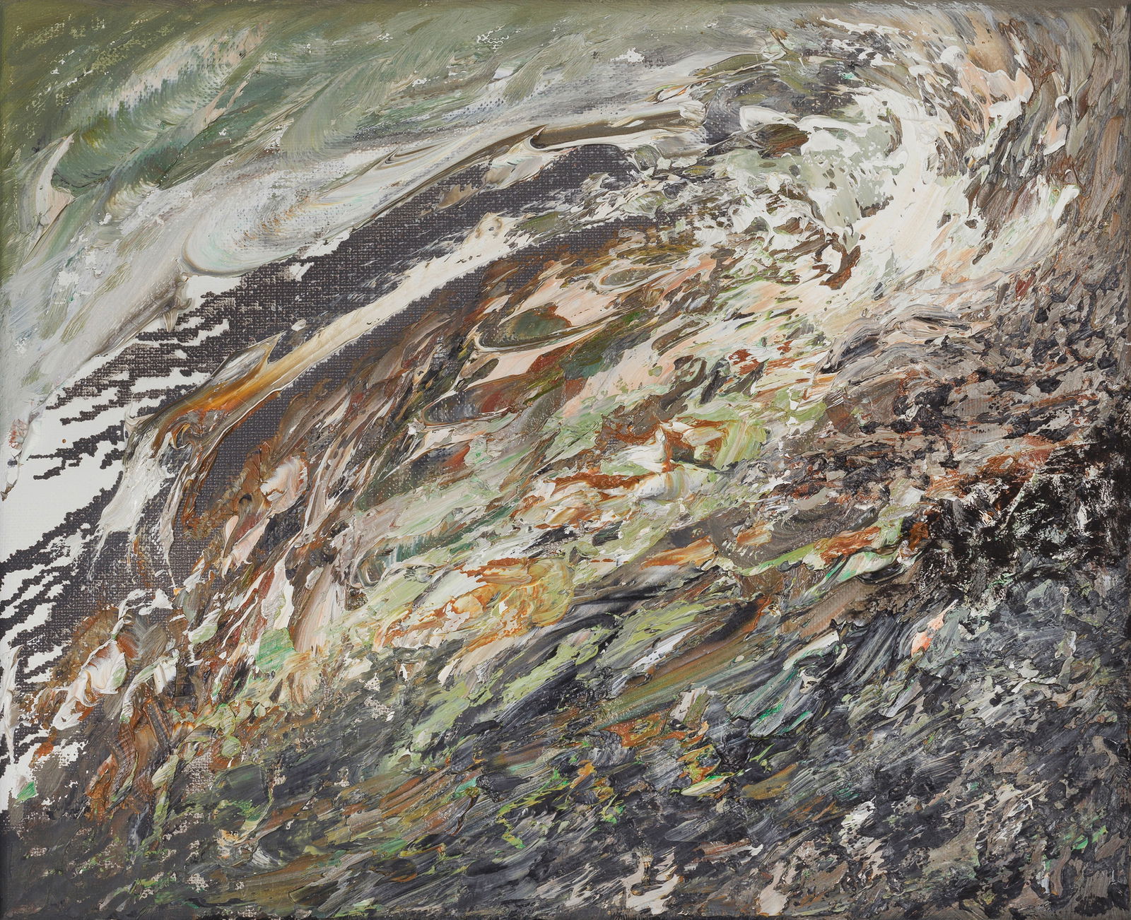 Maggi Hambling (British, born 1945) Erosion April: Maggi Hambling (British, born 1945) Erosion April signed and dated 'HAMBLING/04' (on canvas verso), titled 'EROSION' (on frame verso) oil on canvas 26 x 30cm (10 1/4 x 11 13/16in). This lot is subject