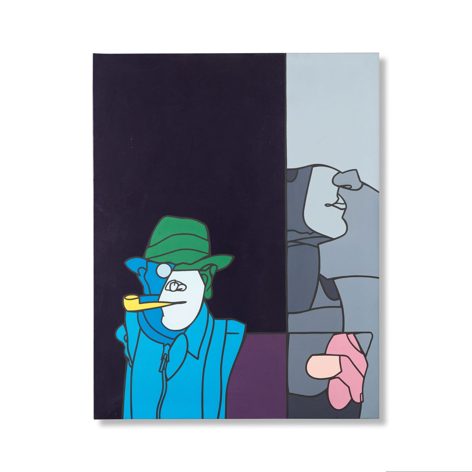 VALERIO ADAMI (N. 1935) L'artiste ému par la grandeur des ruines antiques 1976: VALERIO ADAMI (N. 1935) L'artiste ému par la grandeur des ruines antiques 1976 signé, titré et daté 10.11.76 / 29.11.76 au revers acrylique sur toile signed, titled and dated 10