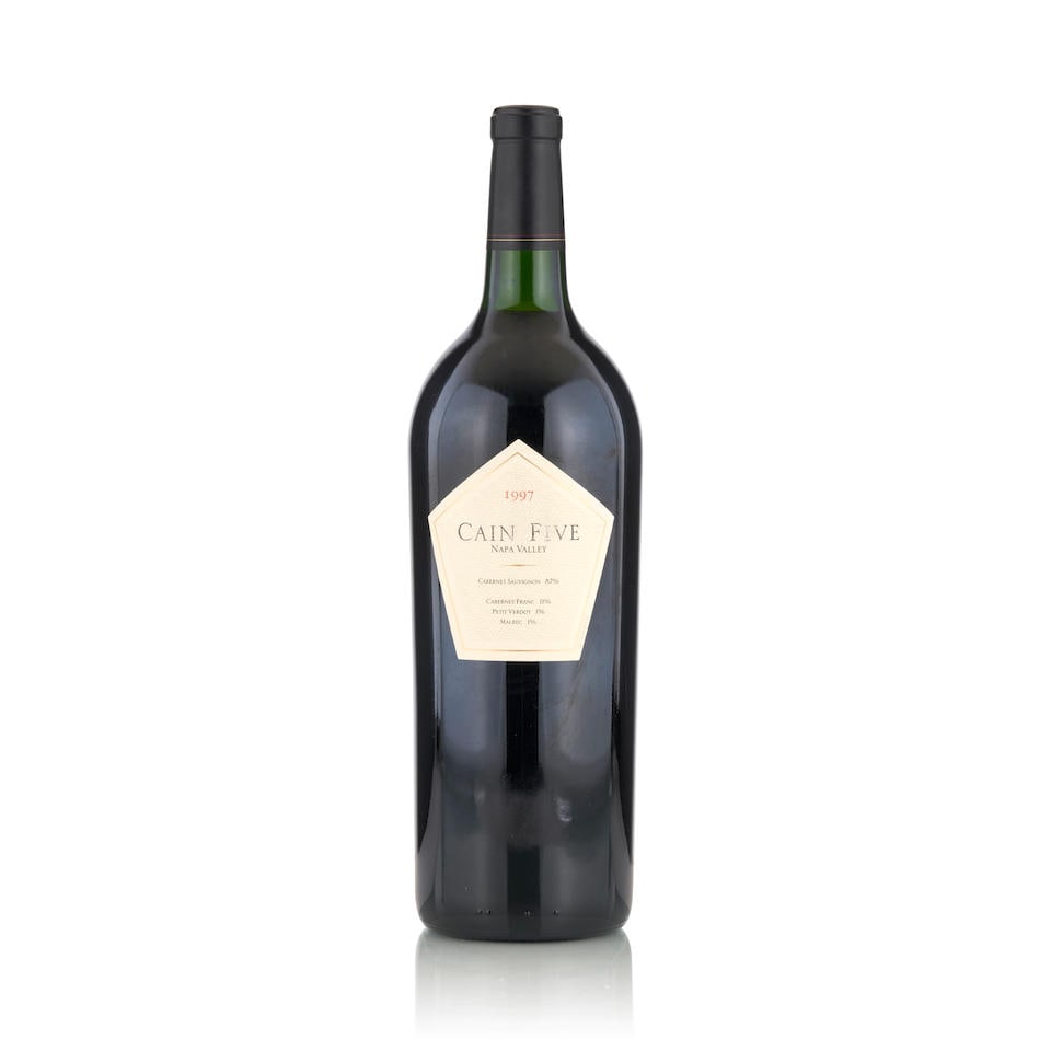 Cain Five Cabernet Sauvignon 1997 (1 magnum): Cain Five Cabernet Sauvignon 1997 Napa u: bottom neck, lightly scuffed label 1 magnum Footnotes: California This lot is subject to the following lot symbols: • • Zero rated for tax, no tax
