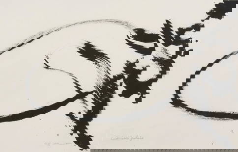 CHRISTIAN DOTREMONT (1922-1979) Logogramme Cobrable Future: CHRISTIAN DOTREMONT (1922-1979) Logogramme Cobrable Future 1978 Titré en bas à gauche Signé en bas à droite Encre sur papier Getitled linksonder Getekend rechtsonder Inkt op pa